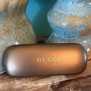 Gucci Bronze Sunglasses Case with Gold Logo